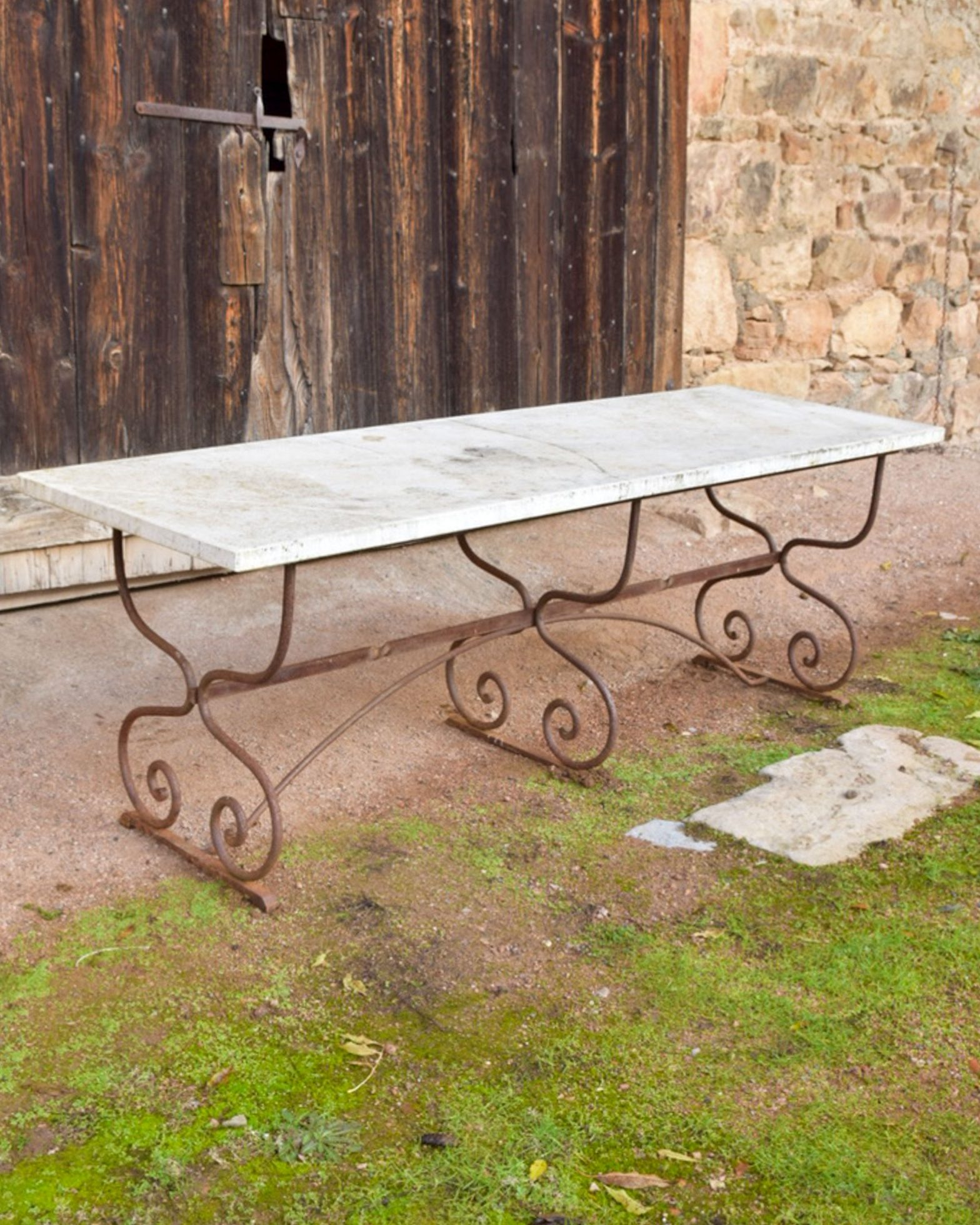 Wrought Iron Table with Marble Top