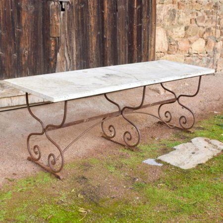 Wrought Iron Table with Marble Top