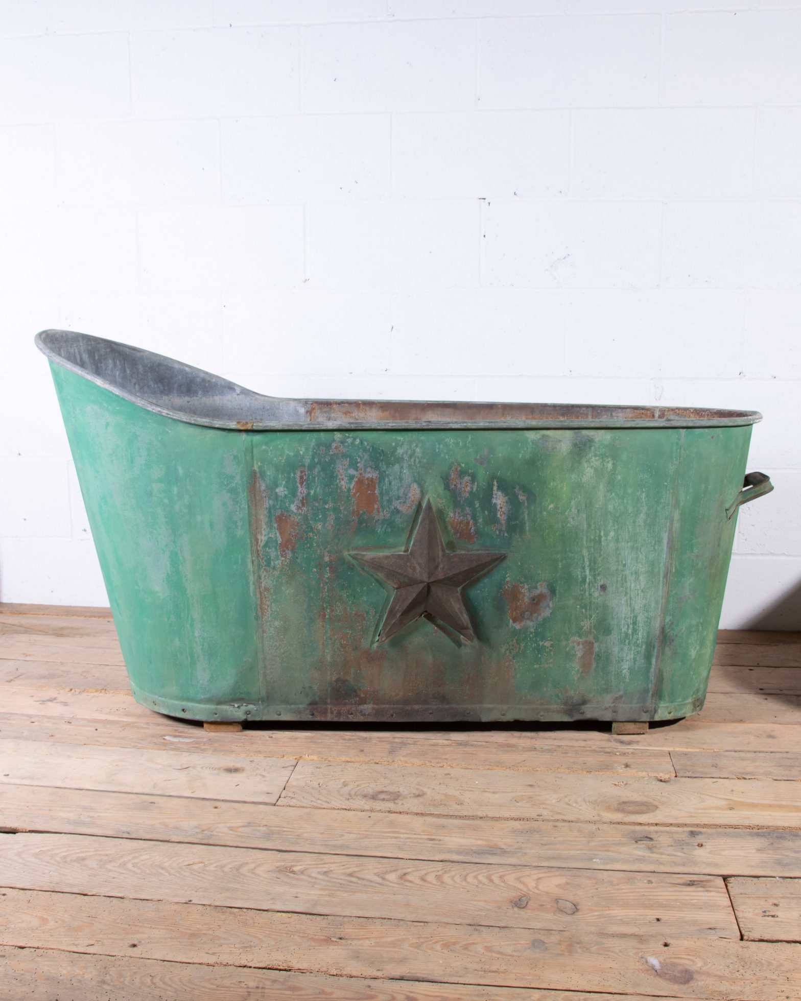 Antique Painted Zinc Slipper Bath