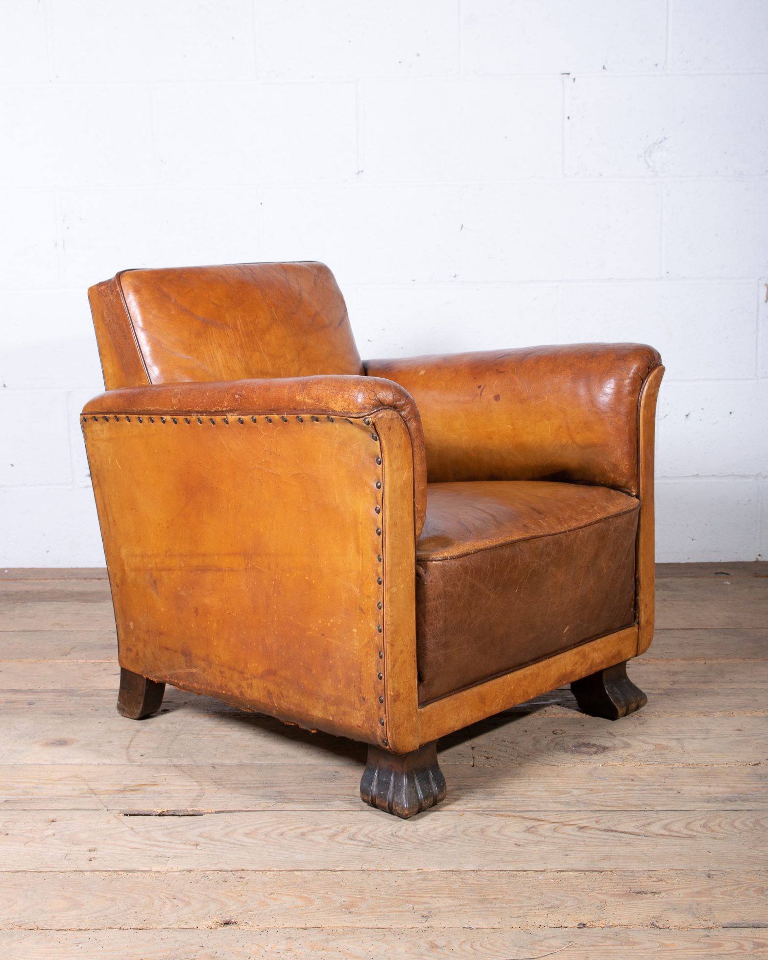 Art Deco Leather Club Chair
