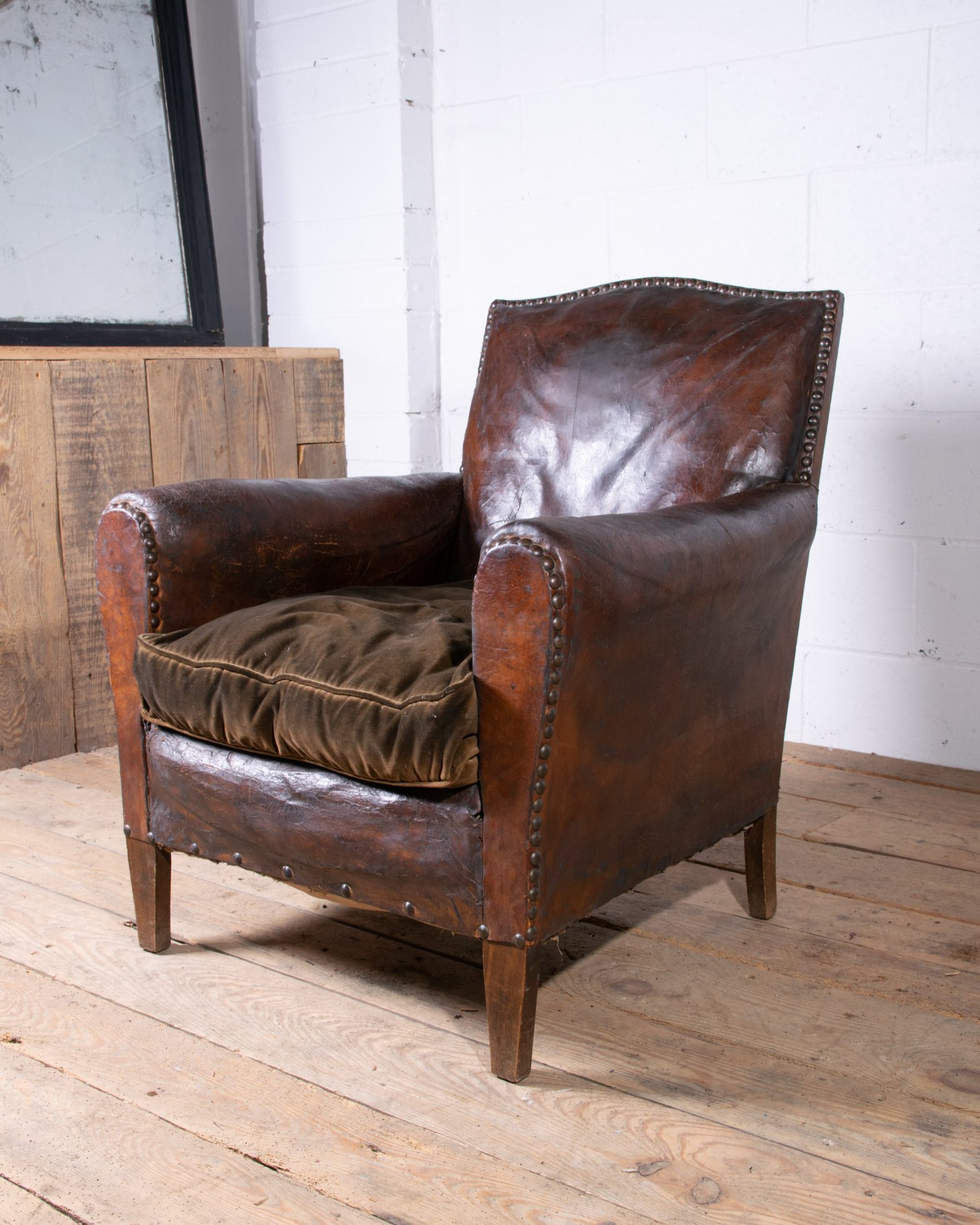 Art Deco Leather Club Chair