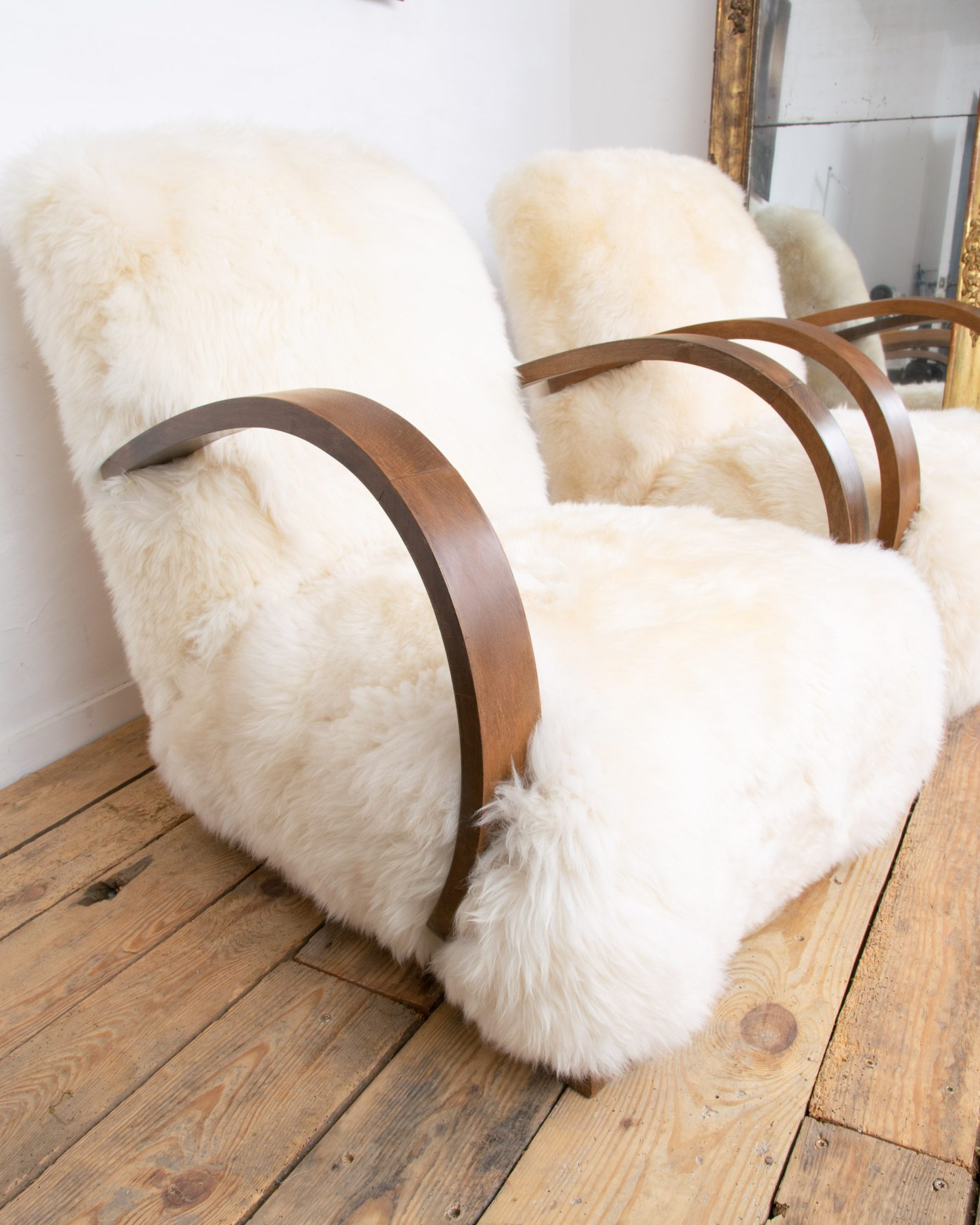 Art Deco Sheepskin Armchairs