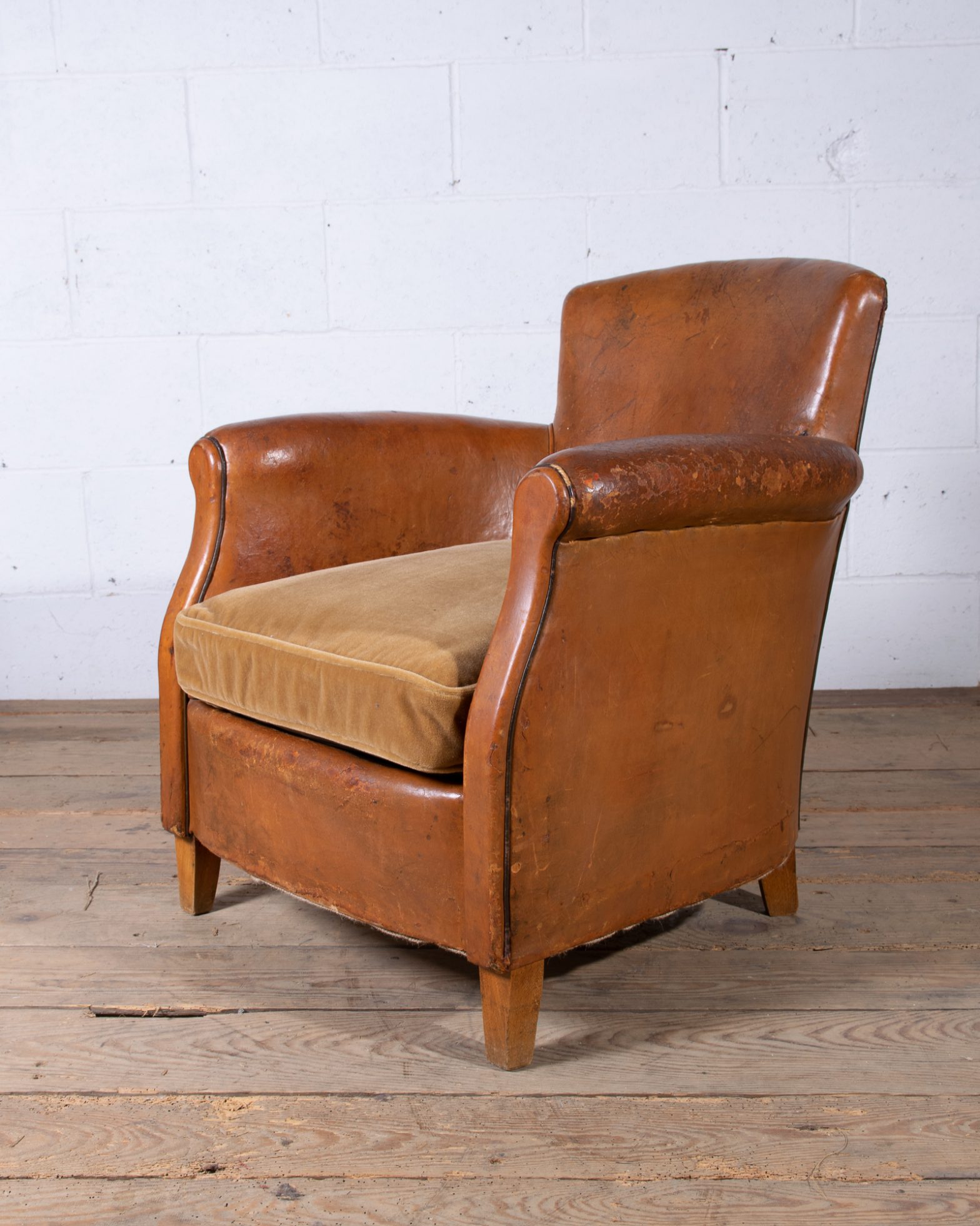 Art Deco Leather Club Armchair