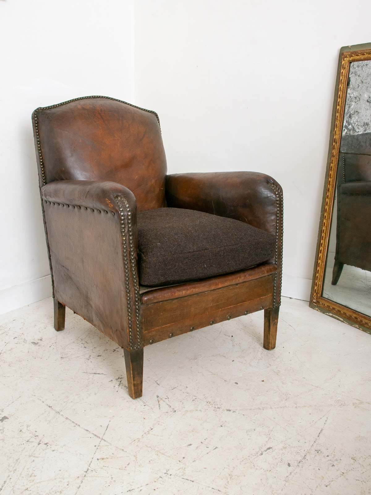 Leather Studded Club Chair