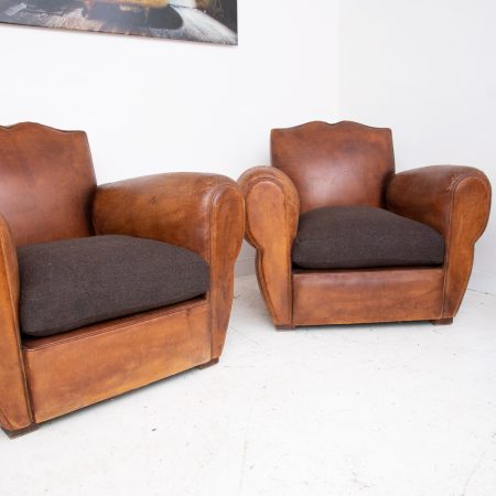 Pair of Leather Club Armchairs