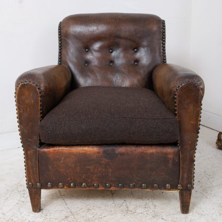 Button Back Leather Club Chair