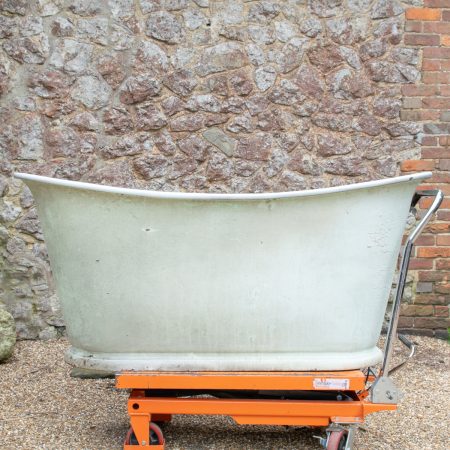 French Cast Iron Bateau Bath on Plinth