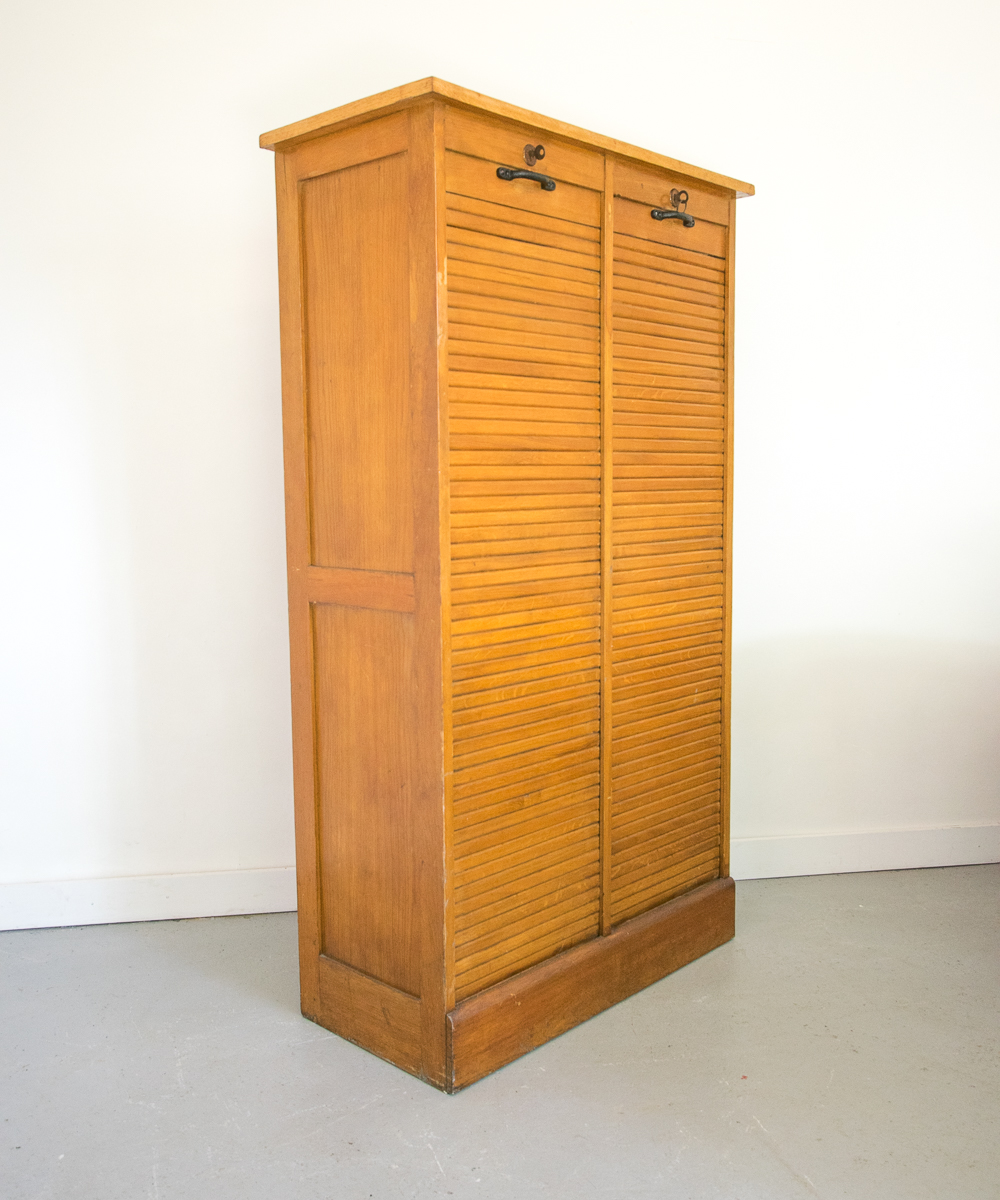 Mid Century Double Tambour Cabinet