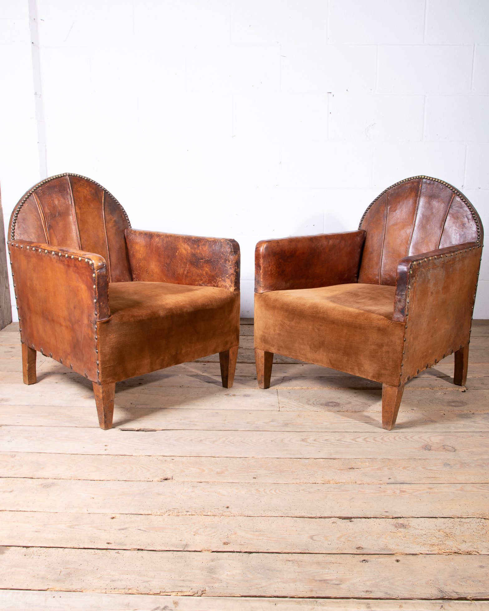 Pair of Leather Club Chairs
