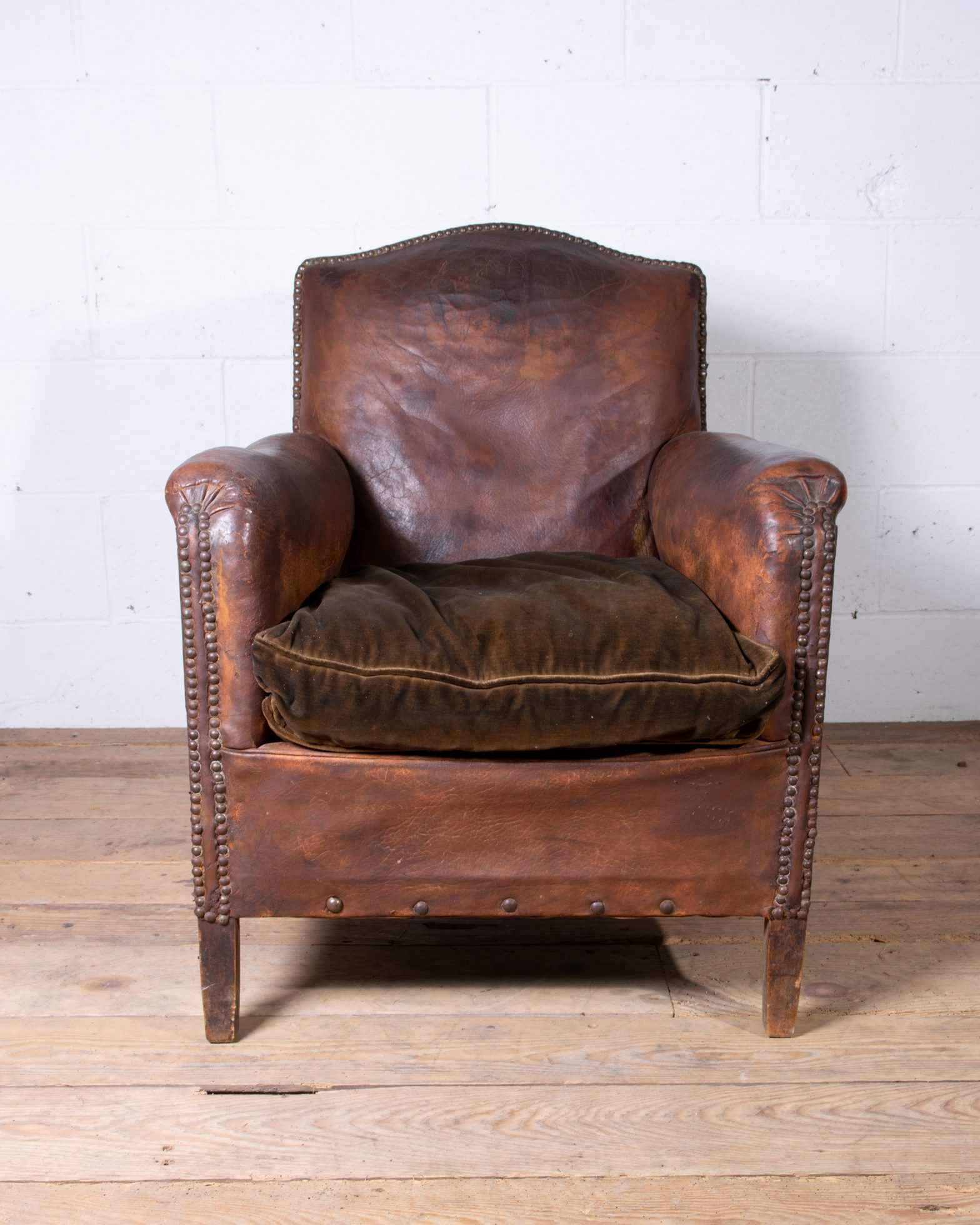 Studded Leather Club Armchair