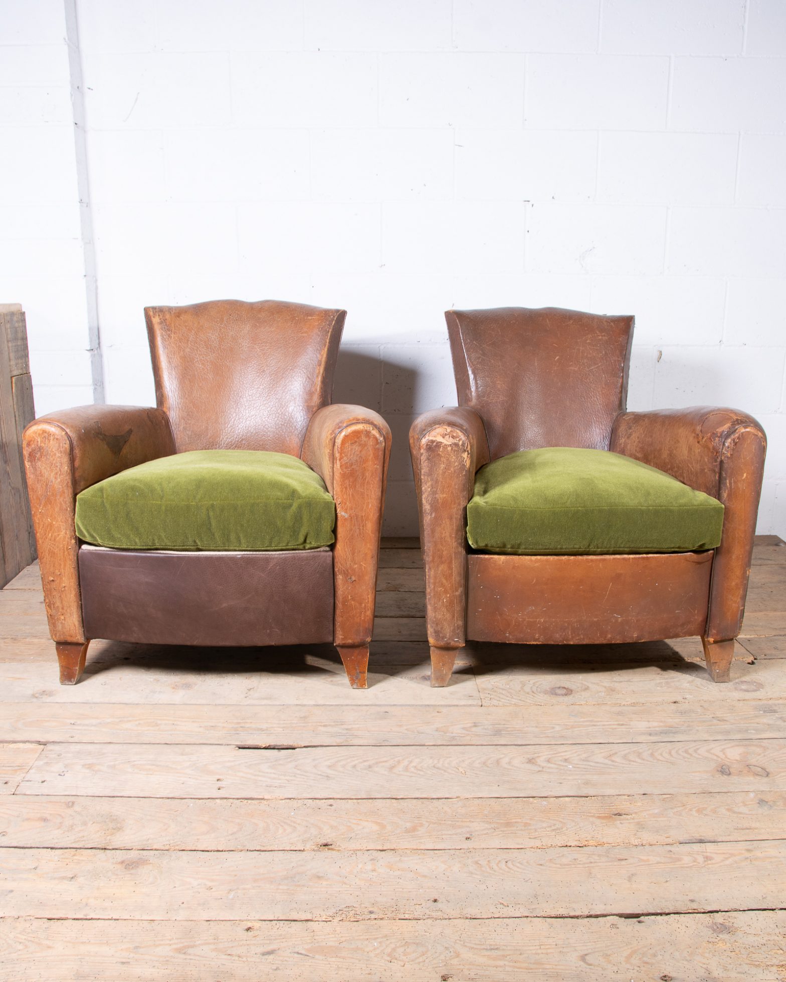 Pair of Vintage Leather Club Armchairs