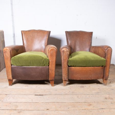 Pair of Vintage Leather Club Armchairs