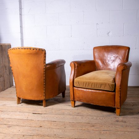 Art Deco Leather Club Armchairs