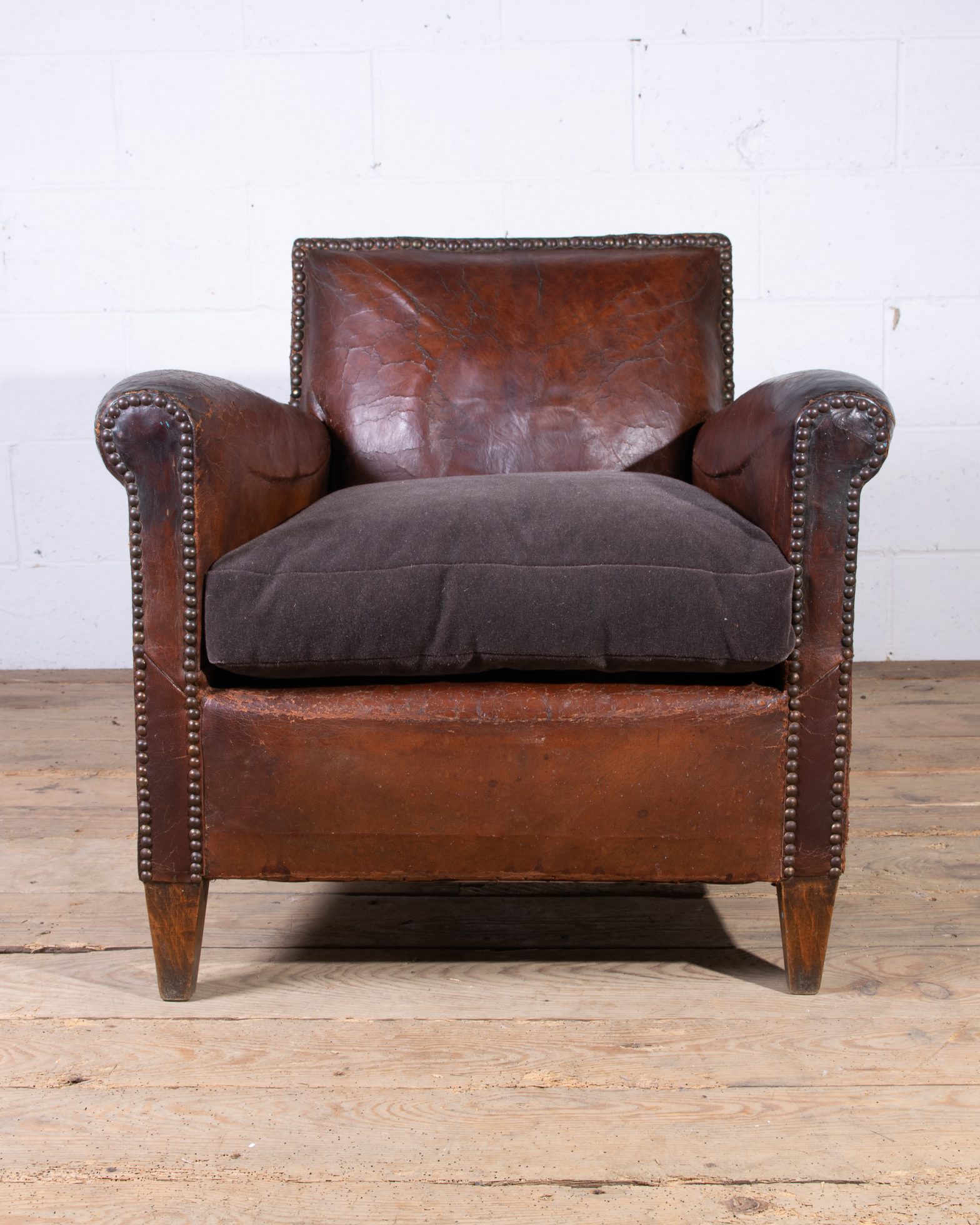 Studded Leather Club Armchair
