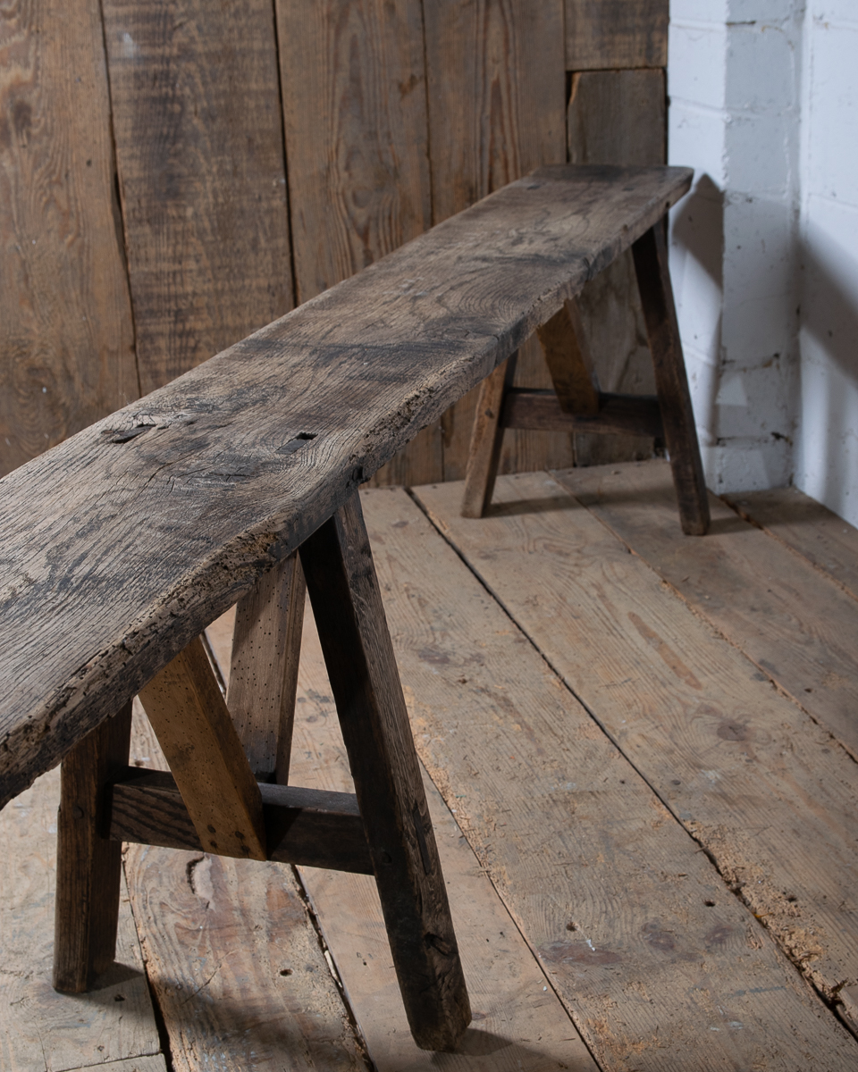 Long Oak Antique Bench
