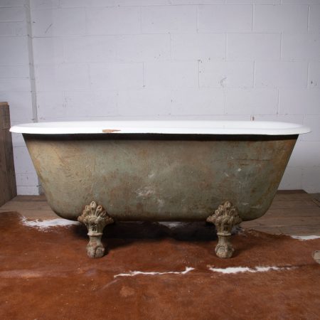 Antique 19th Century French Cast Iron Freestanding Clawfoot Bathtub