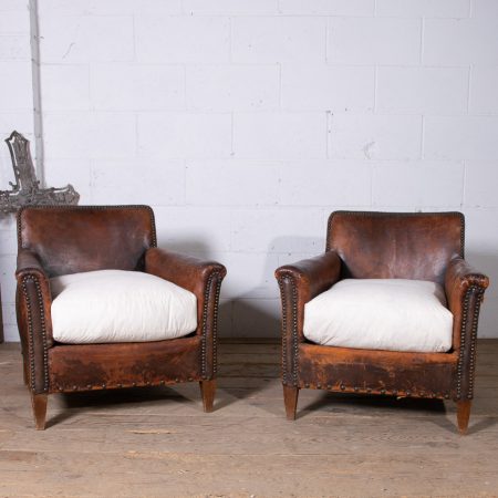 Pair of Vintage French Club Armchairs
