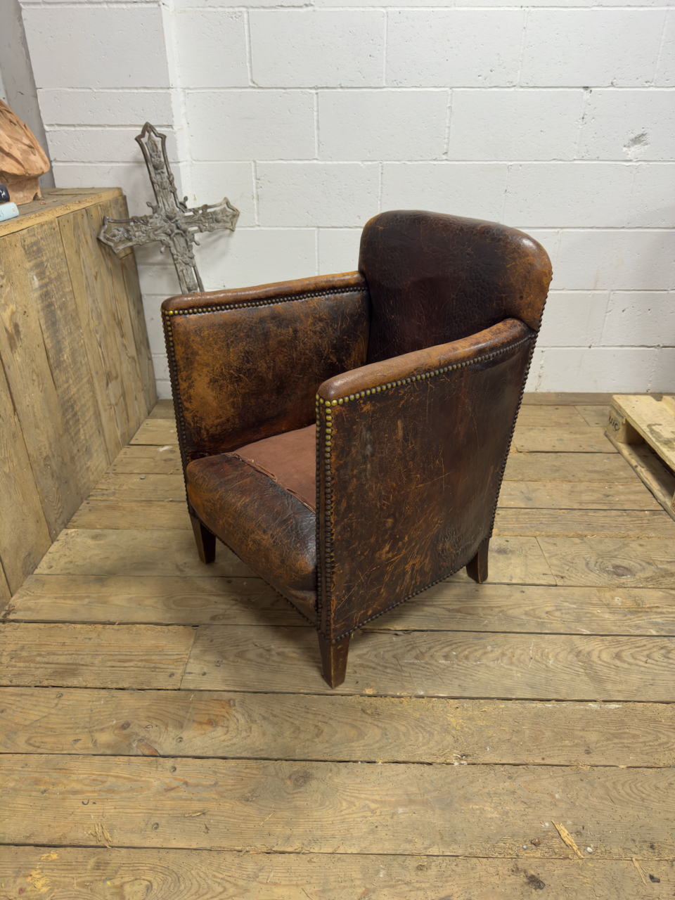 Art Deco Leather Club Chair