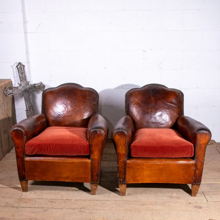 Pair of Leather Club Armchairs