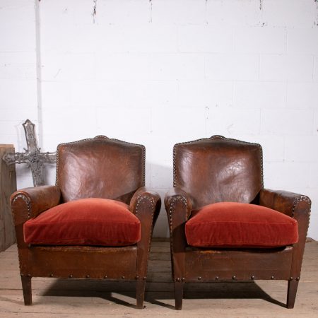 Pair of Leather Club Armchairs