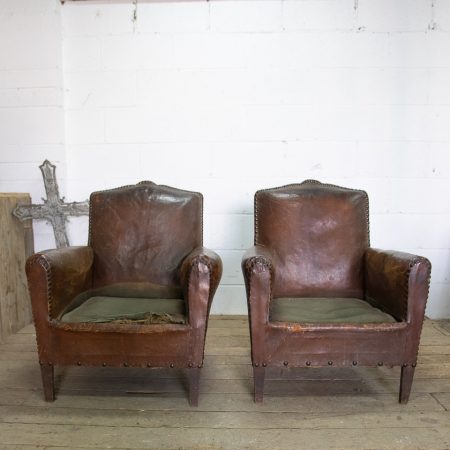 Pair of Leather Club Armchairs