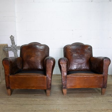 Pair of Leather Club Armchairs