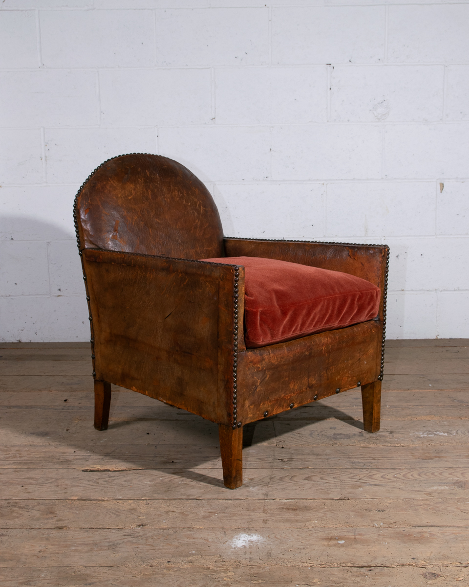 Studded Leather Club Armchair