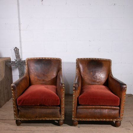 Pair of Art Deco Leather Armchairs