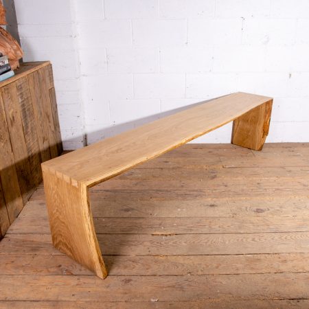 Bespoke Brown Oak Live Edge Bench with Dovetail Joints